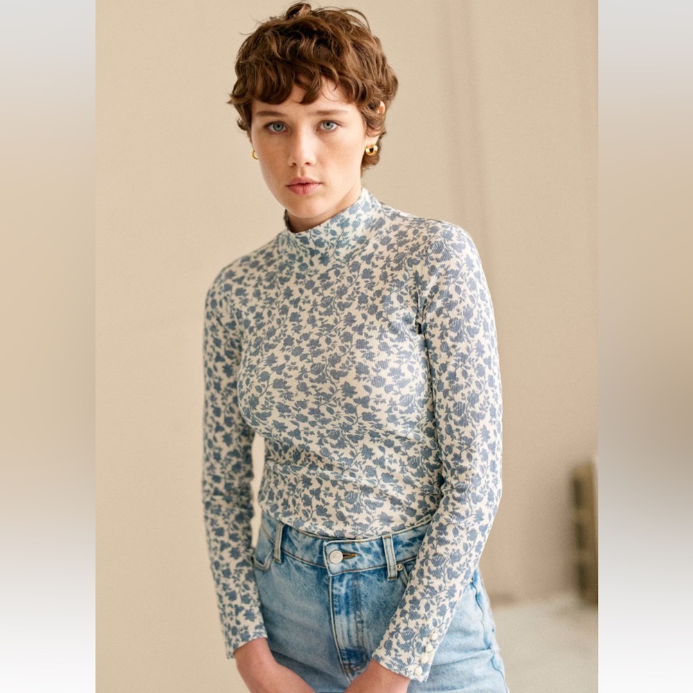 NWT Sezane Felix Jumper in Romantic Ecru Garden print size L